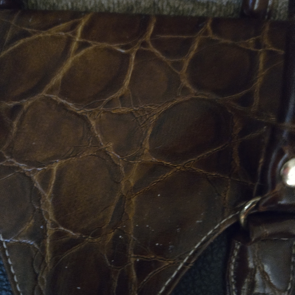 EUC Brown and Black Croc-Embossed Handbag - Picture 10 of 10
